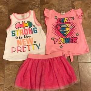 Super hero skirt set for girls